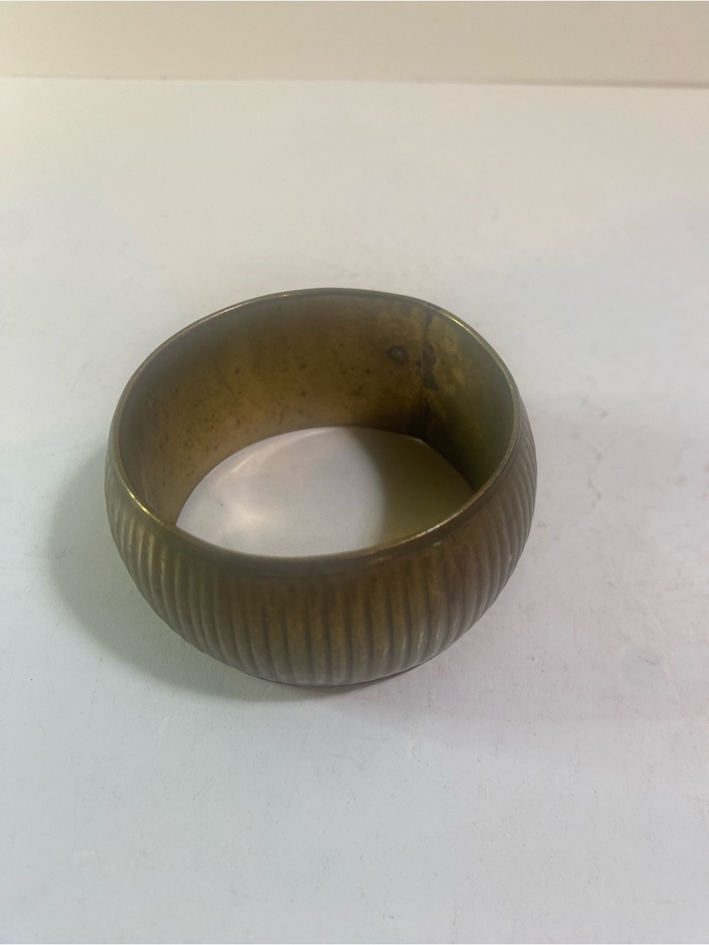 Vintage Brass Ribbed Cuff Bracelet